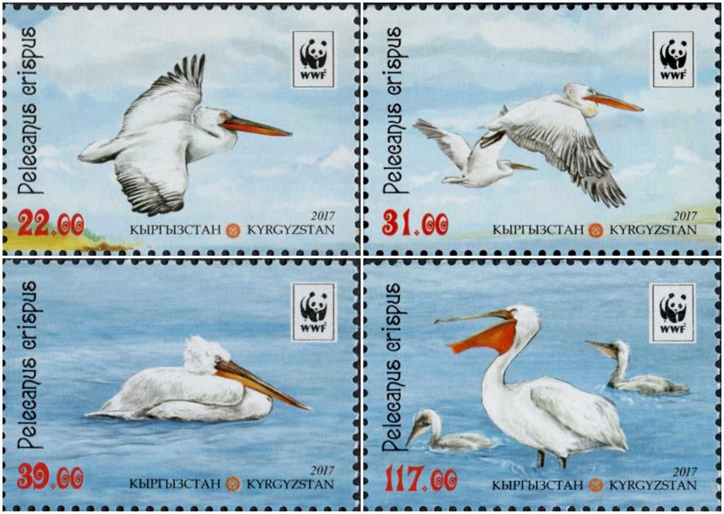#538-541 Kyrgyzstan - Worldwide Fund for Nature: Pelicans (MNH)