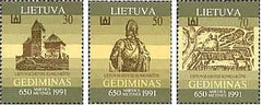 #400-402 Lithuania - Grand Duke Gedimanas (MNH)