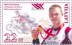 #721 Latvia - Maris Strombergs, 2008 BMX Cycling Olympic Gold Medalist (MNH)