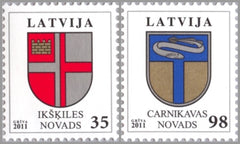 #776-777 Latvia - Town Arms Type of 2002 With Country Name at Top (MNH)
