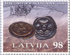 #782 Latvia - First Coin of Riga, 800th Anniv. (MNH)