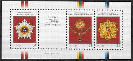 #702 Latvia - State Awards of the Baltic Countries S/S (MNH)