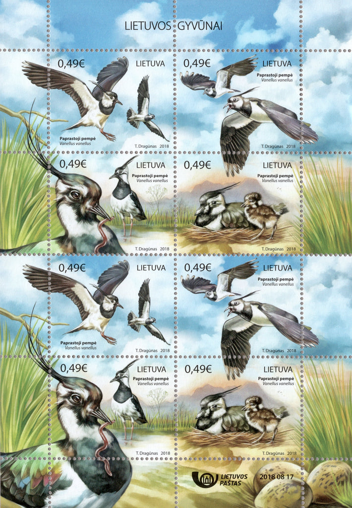 #1132 Lithuania - Birds: Vanellus Vanellus ﻿(Northern Lapwing) M/S (MNH)