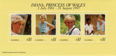 #909 Namibia - 1998 Diana, Princess of Wales, Sheet of 4 (MNH)