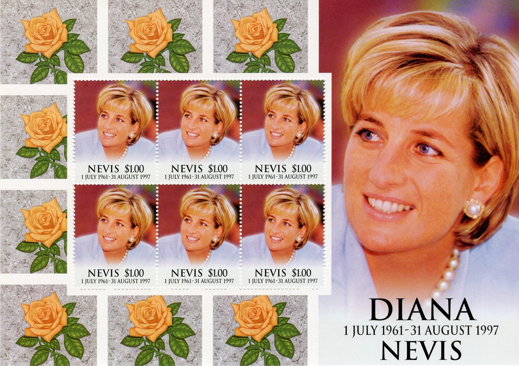 #1096 Nevis - 1998 Diana, Princess of Wales, Sheet of 6 (MNH)