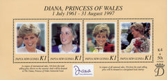 #937 Papua New Guinea - 1998 Diana, Princess of Wales, Sheet of 4 (MNH)