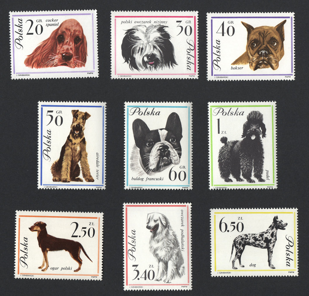 #1115-1123 Poland - Dogs, Set of 9 (MNH)