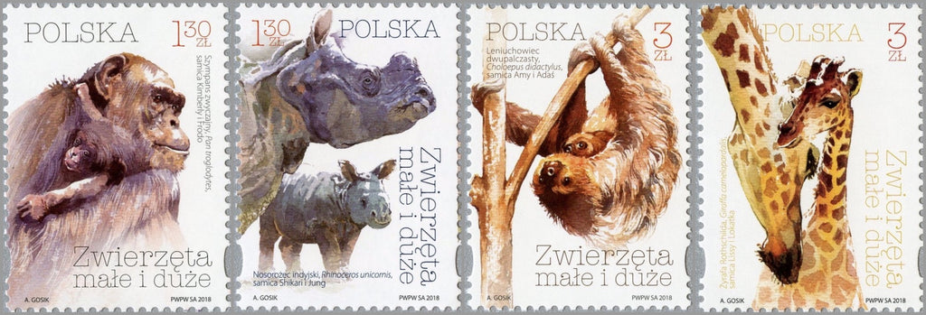 #4386-4389 Poland - Adult and Juvenile Animals, Set of 4 (MNH)