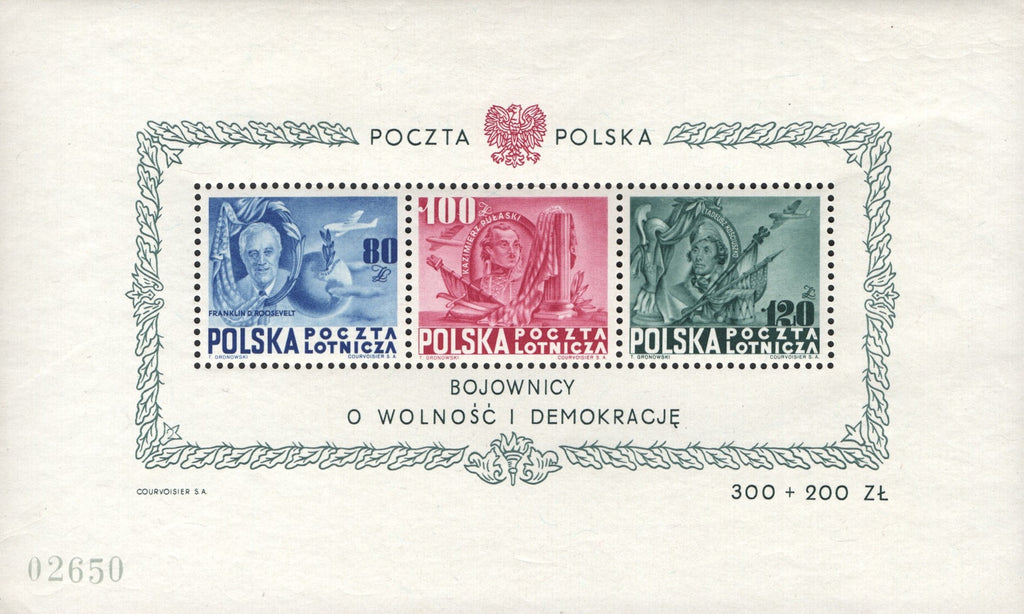 #C26Cd Poland - Roosevelt, Pulaski and Kosciusko S/S (MNH)