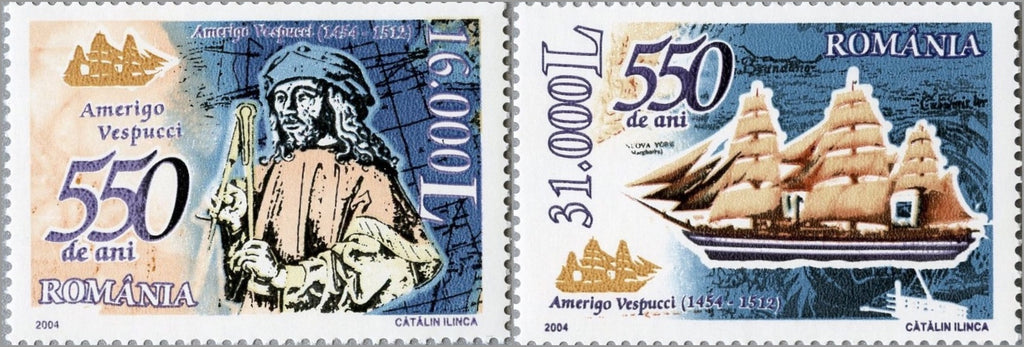 #4616-4617 Romania - Amerigo Vespucci, Explorer (MNH)