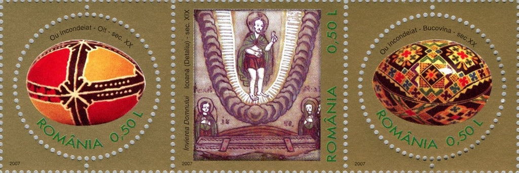 #4924 Romania - 2007 Easter, Strip of 3 (MNH)