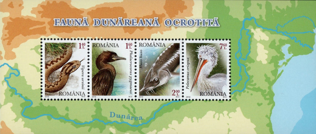 #5186a Romania - Protected Fauna of the Danube Region S/S (MNH)