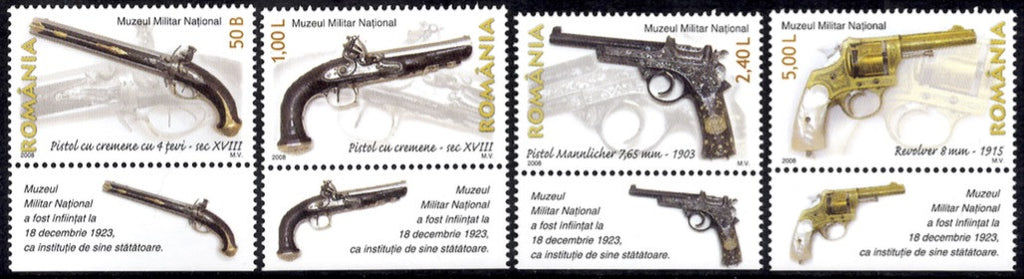 #5019-5022 Romania - Firearms in Natl. Military Museum (MNH)