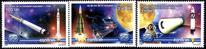 #5023-5025 Romania - 1958 Space Exploration Missions, 50th Anniv. (MNH)
