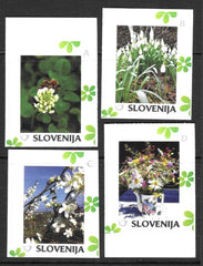 #1074-1077 Slovenia - Personalized Stamps with Green Flowers, Vert. (MNH)