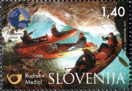 #1214 Slovenia - Kayakers in Mine Beneath Mount Peca (MNH)