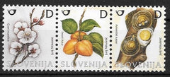 #678a Slovenia - Fruit, Blossoms and Insects, strip of 3 (MNH)