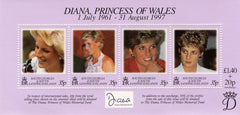 #220 South Georgia - 1998 Diana, Princess of Wales, Sheet of 4 (MNH)