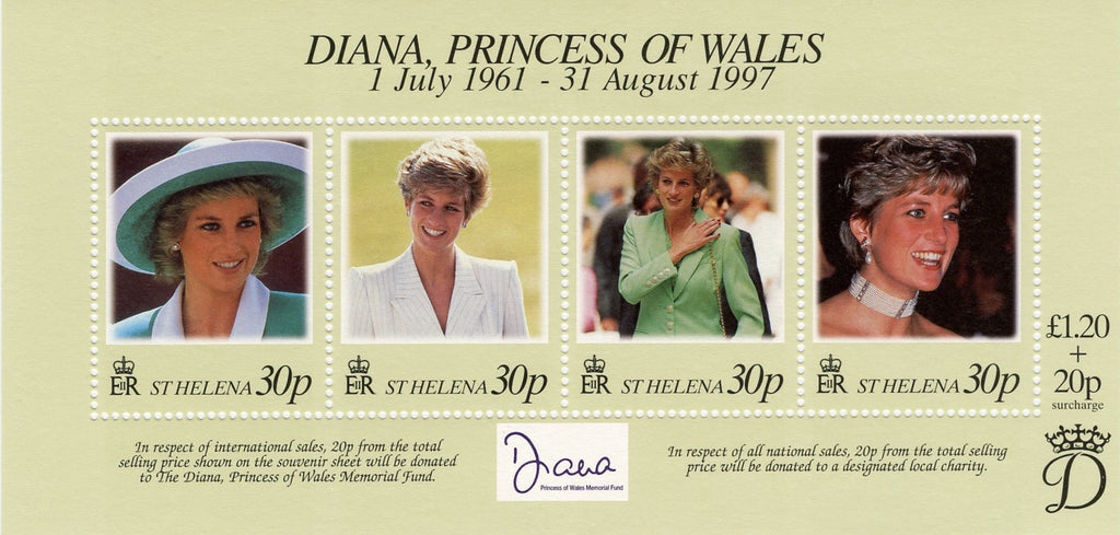 #711 St. Helena - Diana, Princess of Wales, Sheet of 4 (MNH)