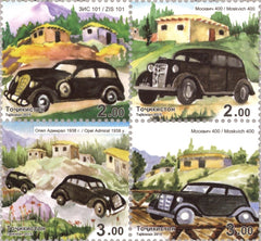 #437 Tajikistan - Automobiles, Block of 4 (MNH)