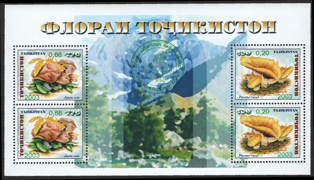 #229 Tajikistan - No. 153 Surcharged in Green M/S (MNH)