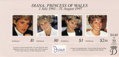 #980 Tonga - 1998 Diana, Princess of Wales, Sheet of 4 (MNH)