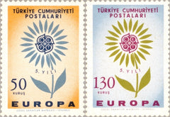 #1628-1629 Turkey - 1964 Europa: Flower, Common Design Type (MNH)
