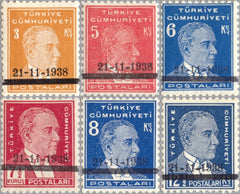 #811-816 Turkey - Stamps of 1931-38 Overprinted in Black (MNH)
