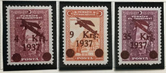 #C6-C8 Turkey - Regular Stamps of 1930 Surcharged in Brown (MNH)