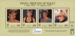 #762 Tuvalu - 1998 Diana, Princess of Wales, Sheet of 4 (MNH)