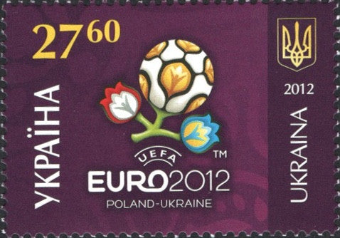 #877 Ukraine - 2012 UEFA European Soccer Championships, Flower and Soccer Ball, Single (MNH)