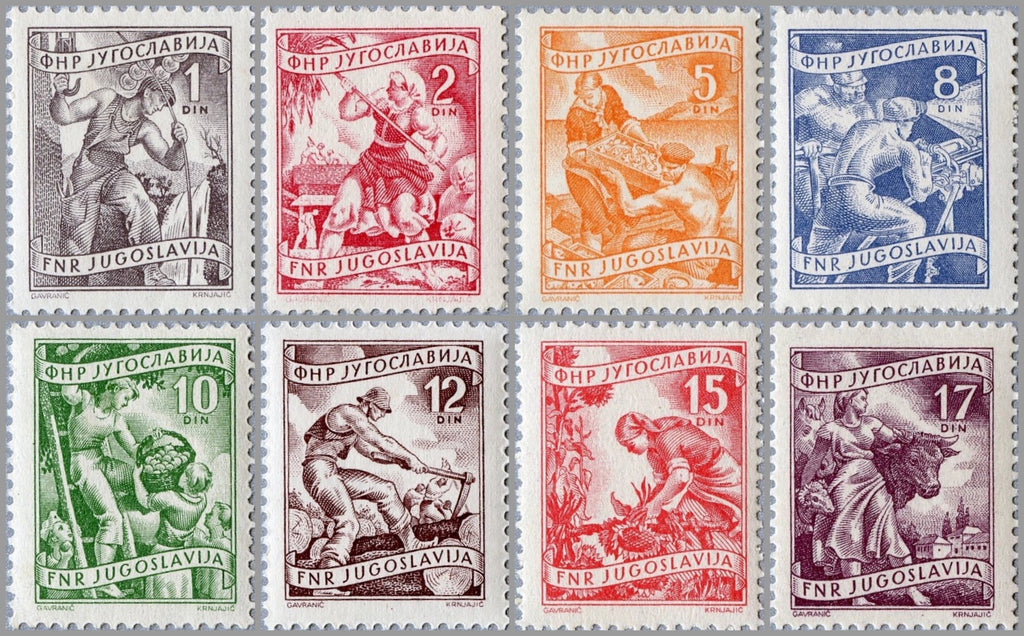 #378-384A Yugoslavia - Types of 1950-1952, Set of 8 (MNH)